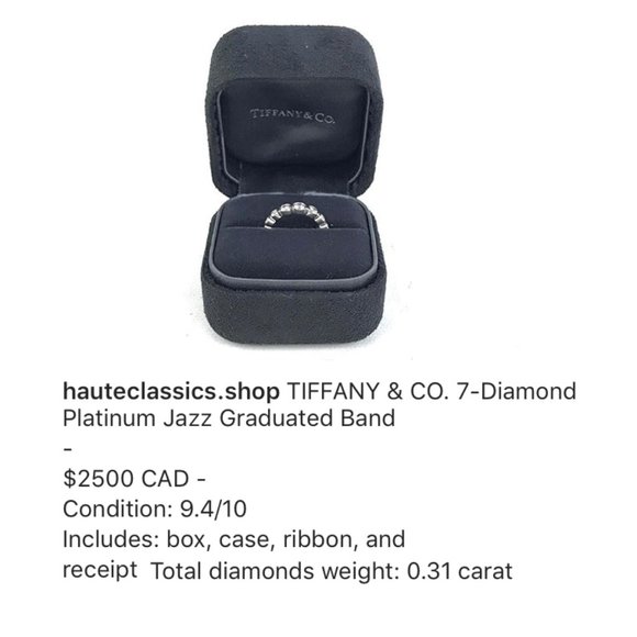 Tiffany 7 Diamond Platinum Jazz Ring XXS authentic - Picture 6 of 10
